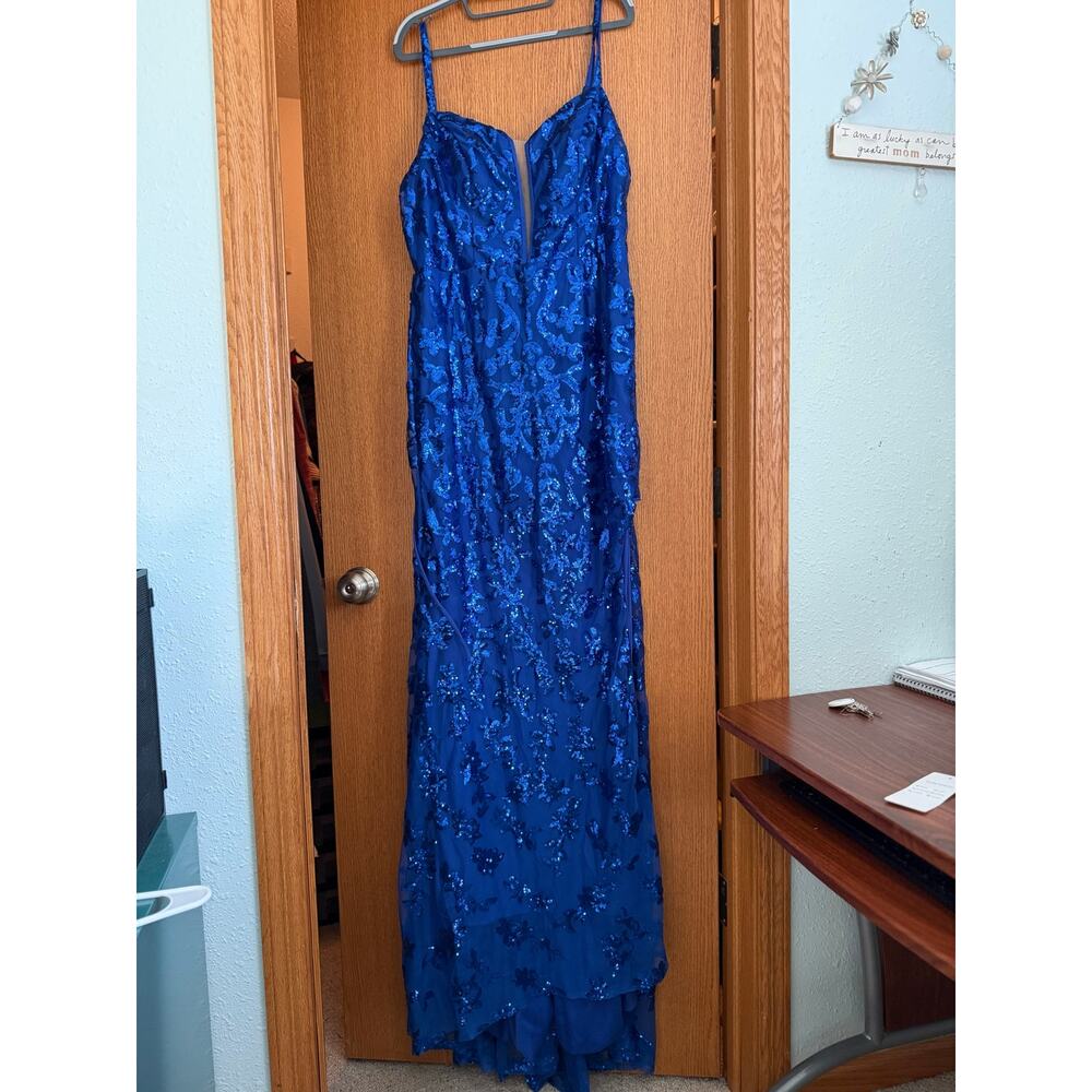 Formal Sequin Lace Up Mermaid Dress (Size 10?)